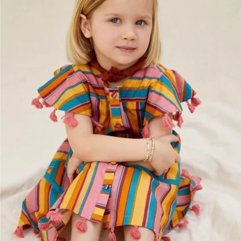 FARM Rio Multicolor Rainbow Stripe Kids Dress from Anthropologie Sz 5-6